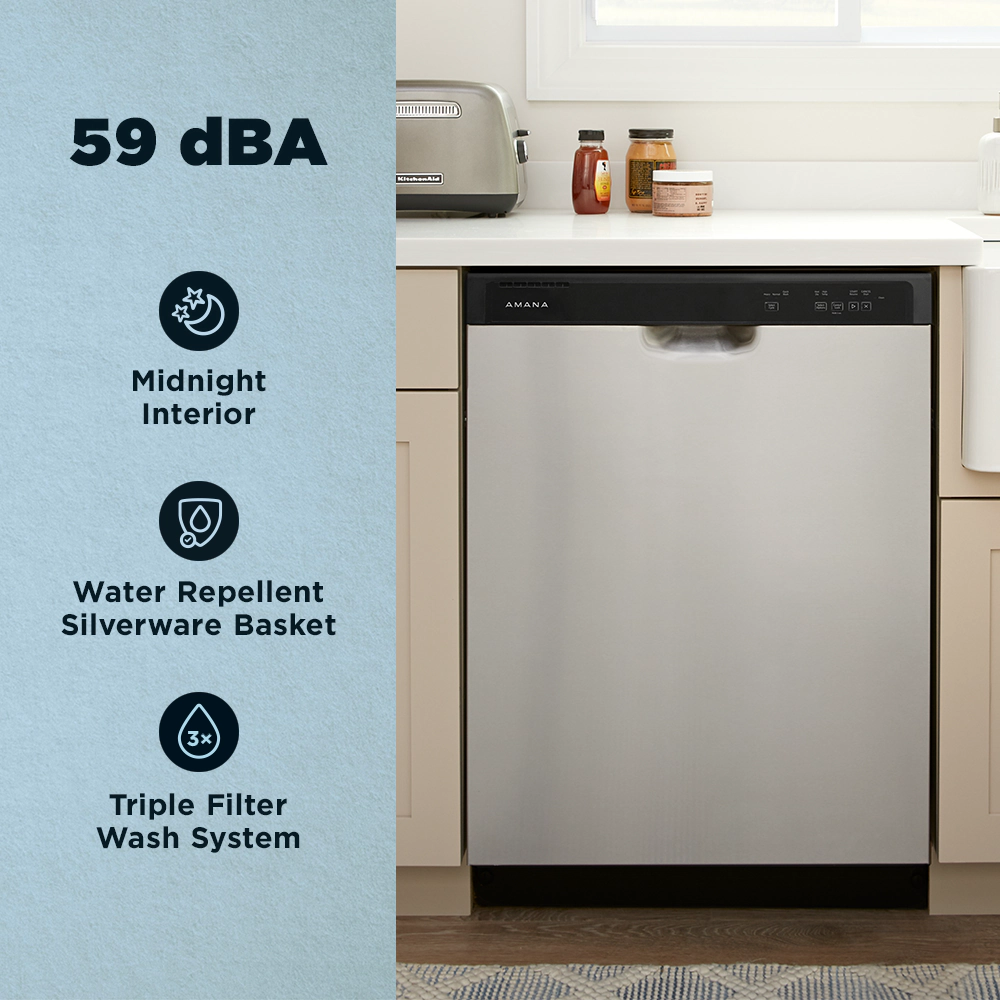 24 in. Front Built-In Tall Tub Dishwasher in Stainless Steel with 3-Cycles 59 dBA ADFS2524RS0 - Image 5